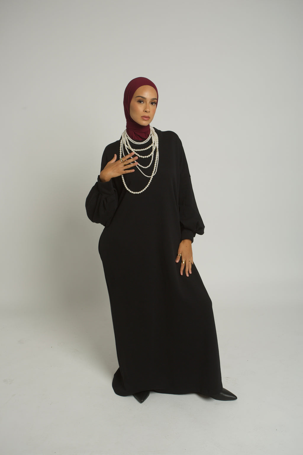 Robe sweat manches bouffantes avec poches