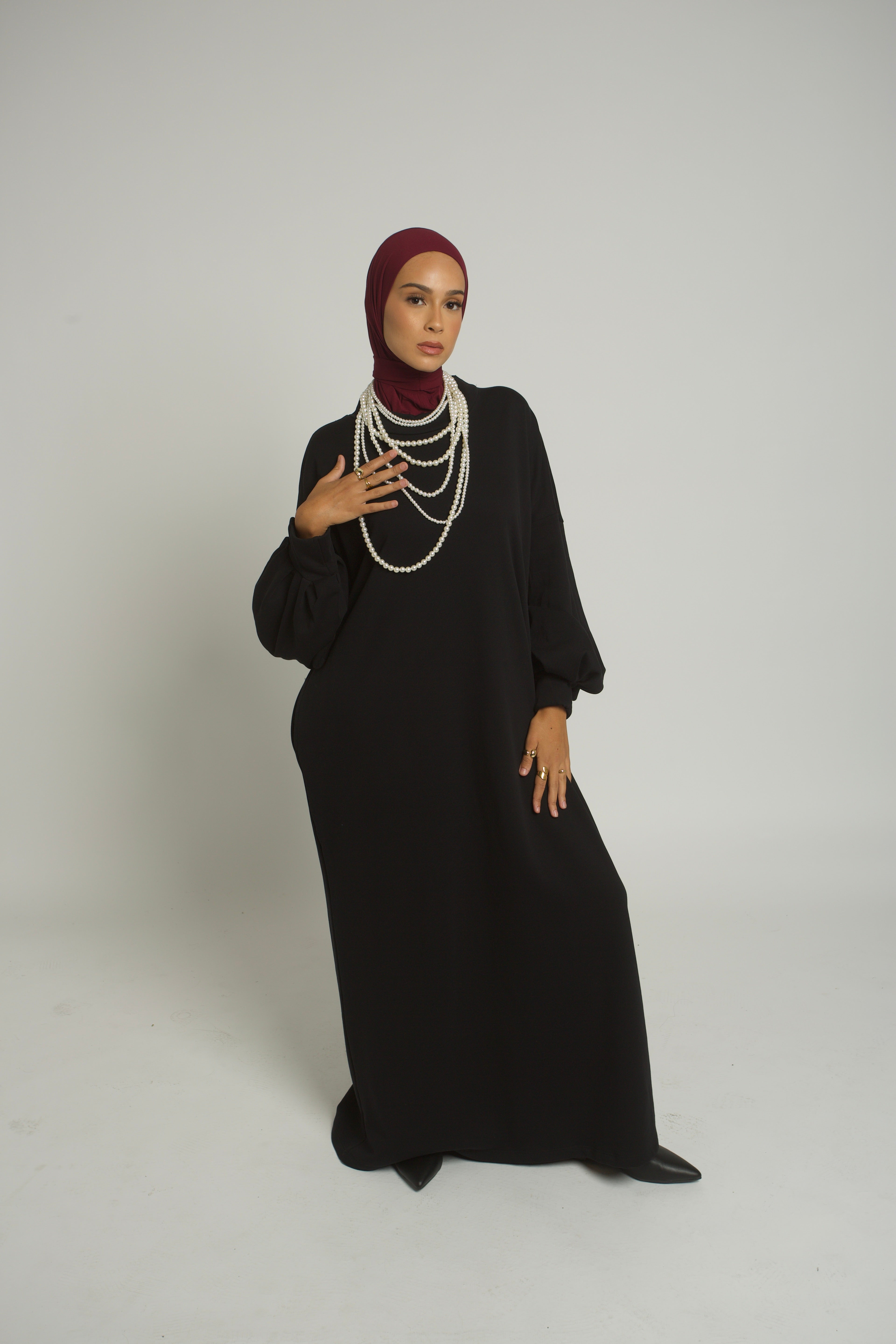 Robe sweat manches bouffantes avec poches