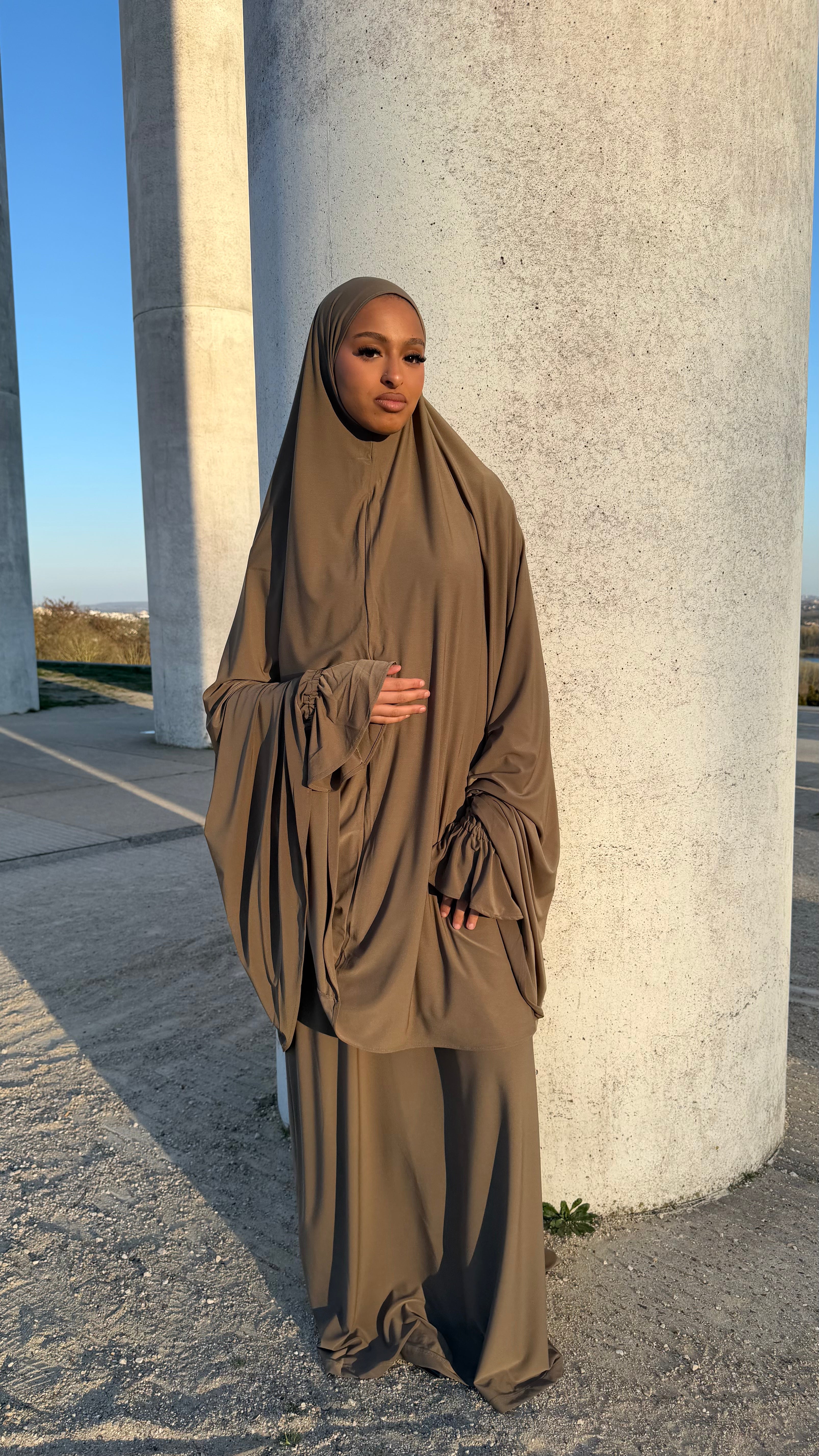 Set Khimar long et Abaya en Jersey Premium