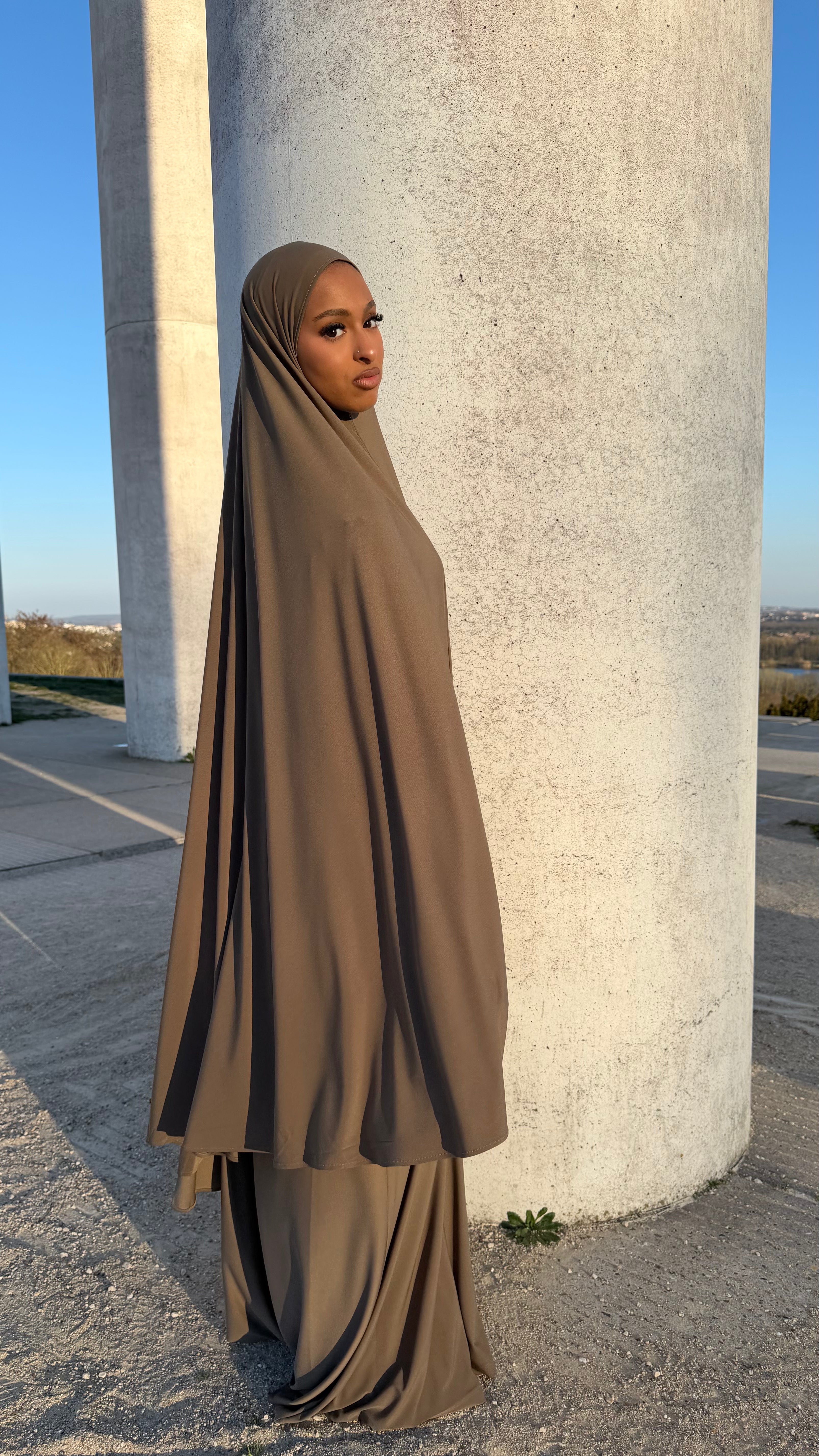 Set Khimar long et Abaya en Jersey Premium