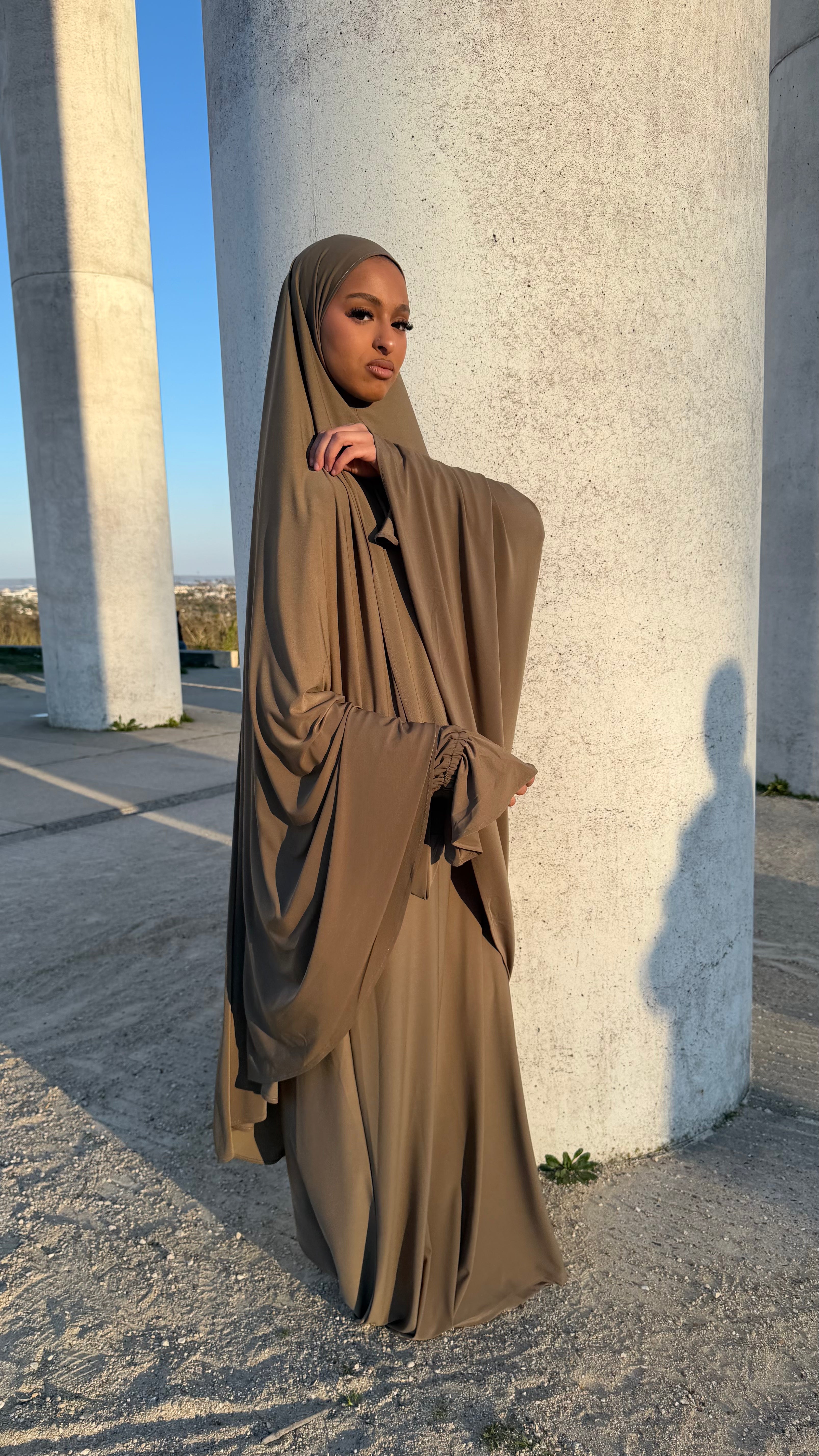 Set Khimar long et Abaya en Jersey Premium