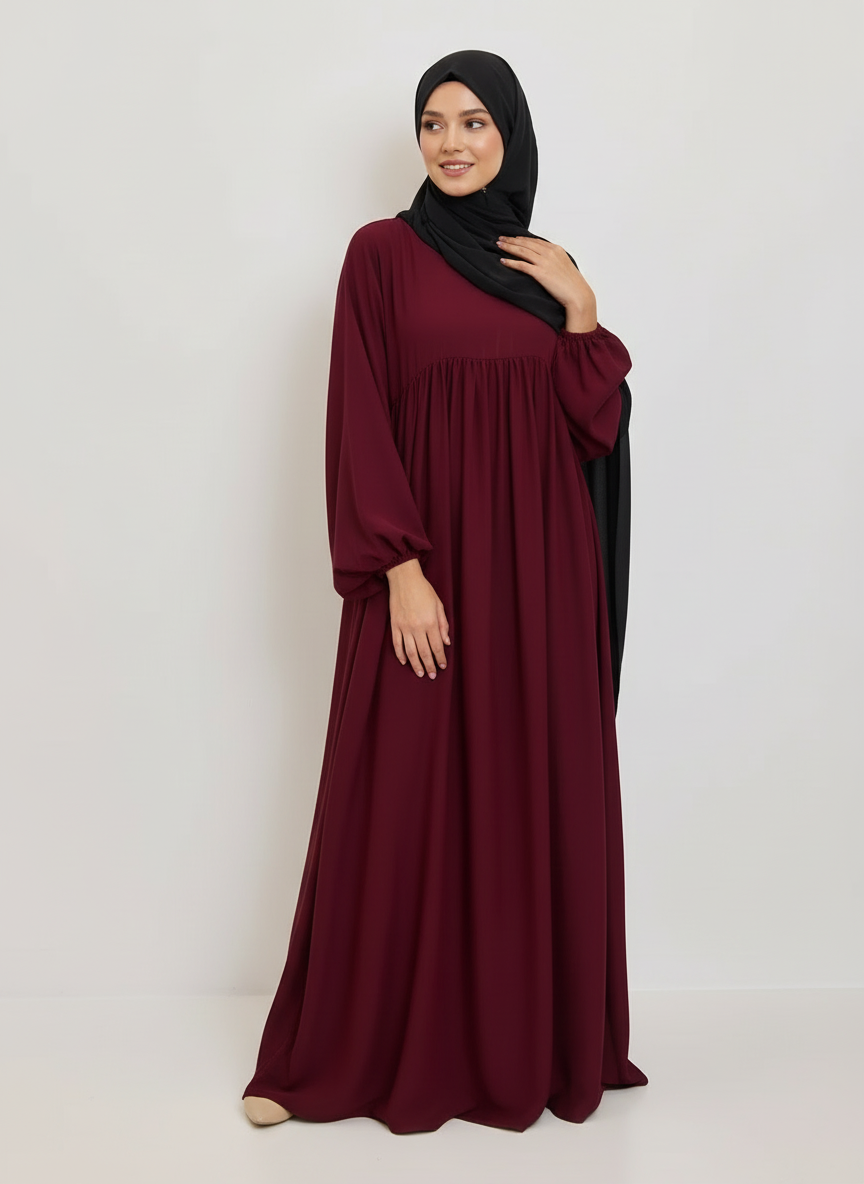 Abaya Manches bouffantes plisse