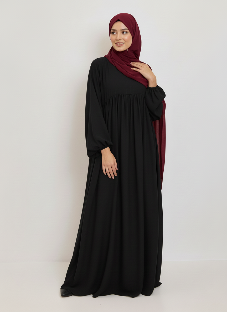 Abaya Manches bouffantes plisse