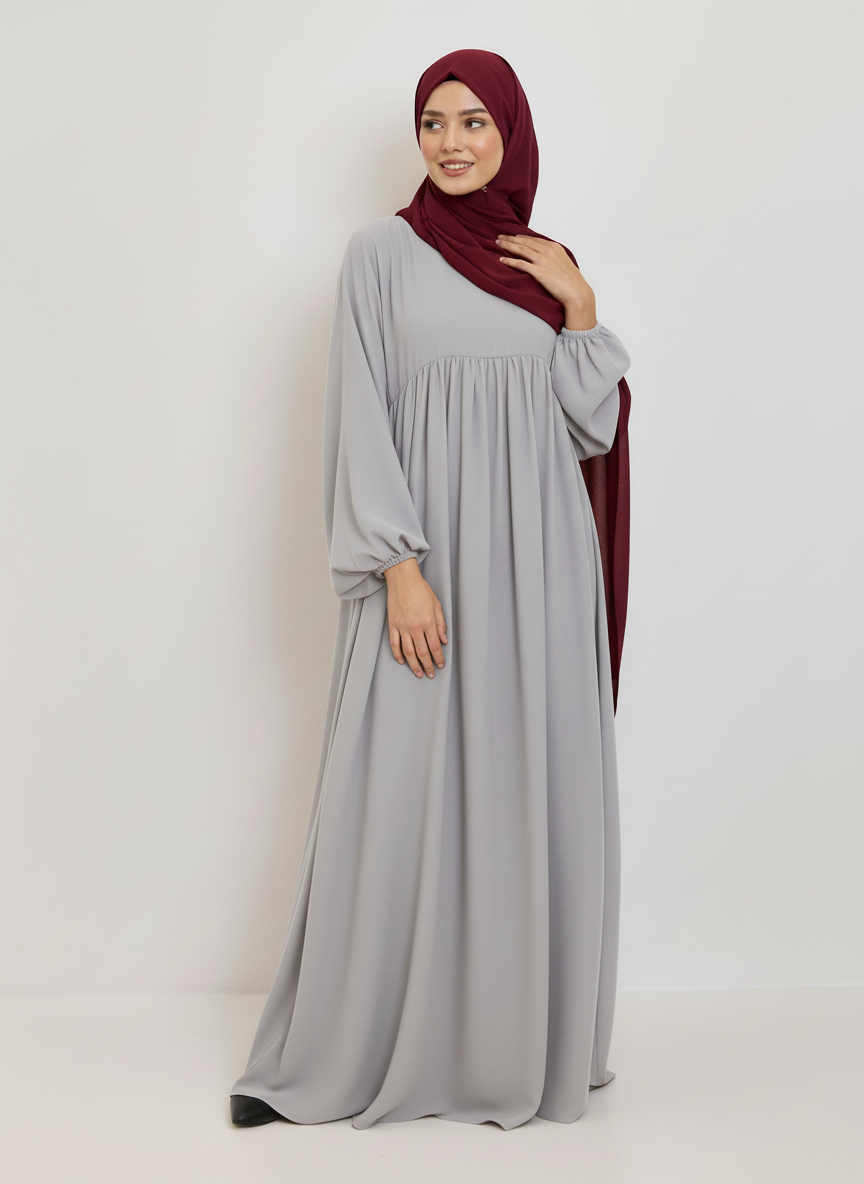 Abaya Manches bouffantes plisse