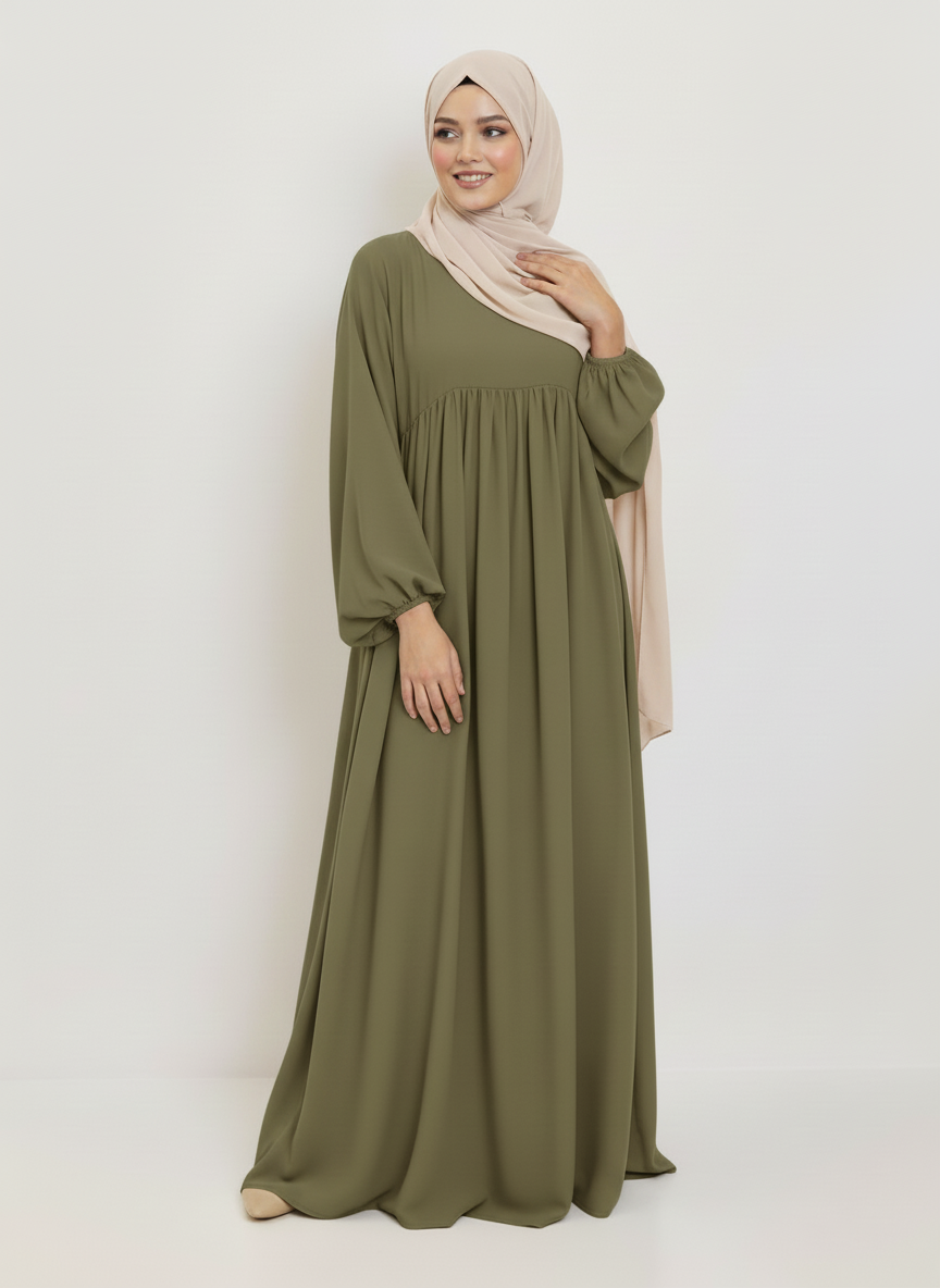 Abaya Manches bouffantes plisse