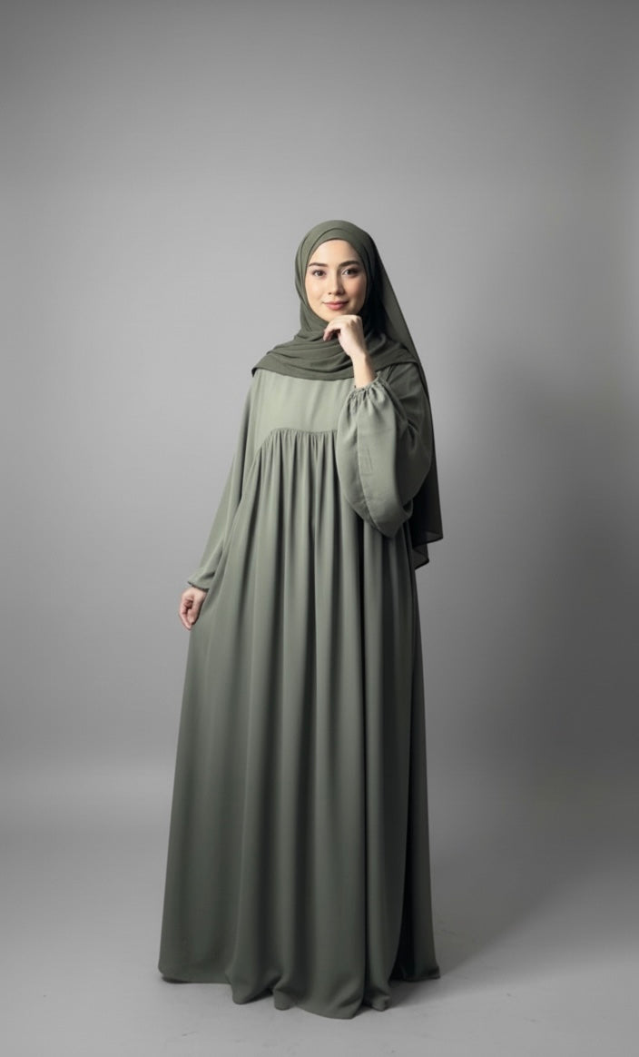 Abaya Manches bouffantes plisse