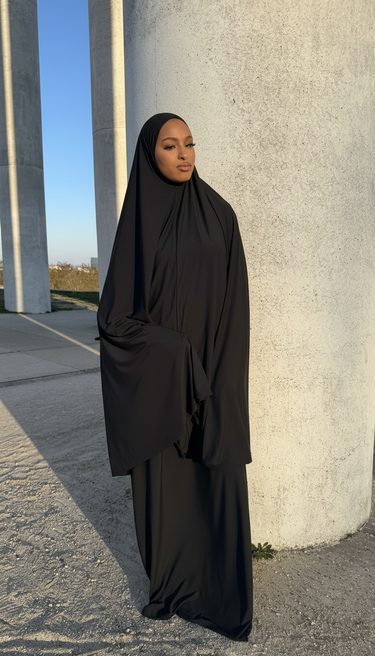 Set Khimar long et Abaya en Jersey Premium