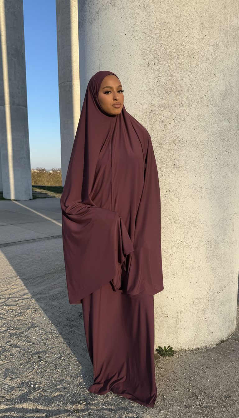 Set Khimar long et Abaya en Jersey Premium