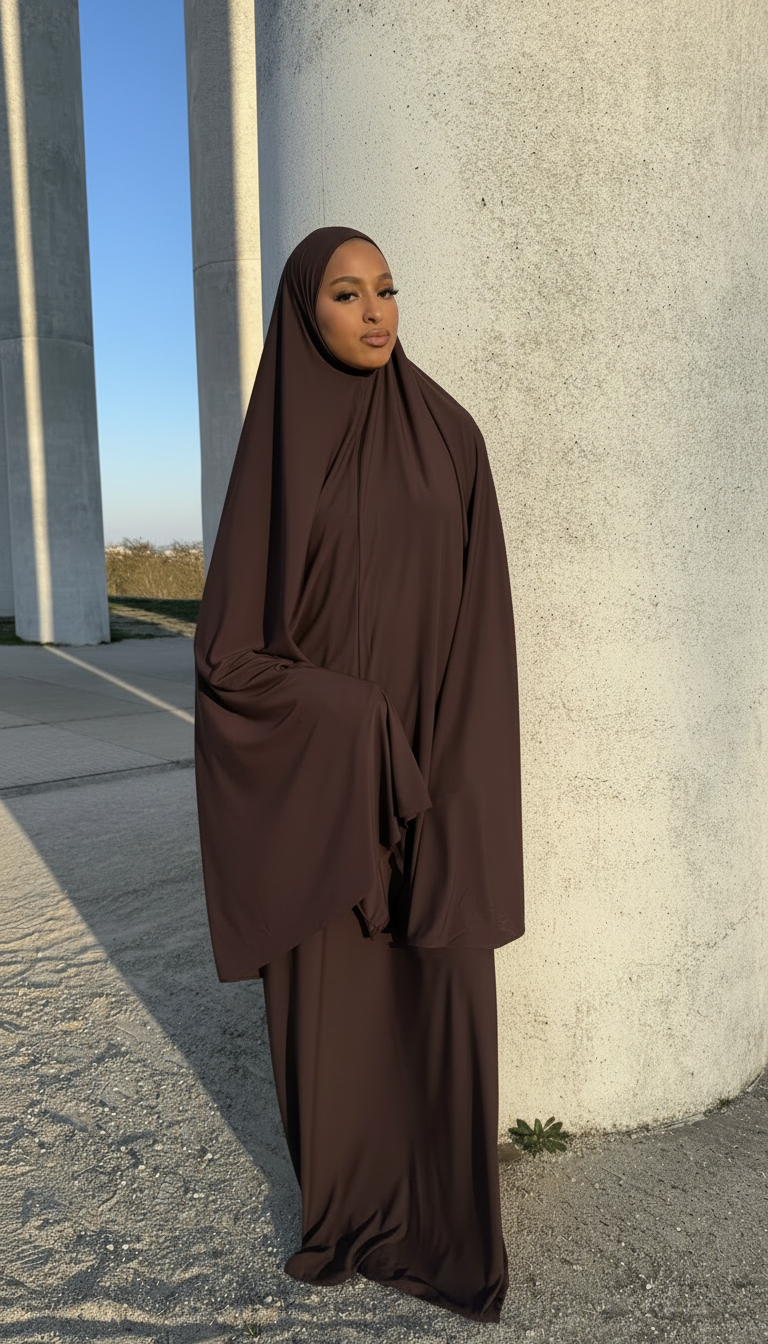 Set Khimar long et Abaya en Jersey Premium