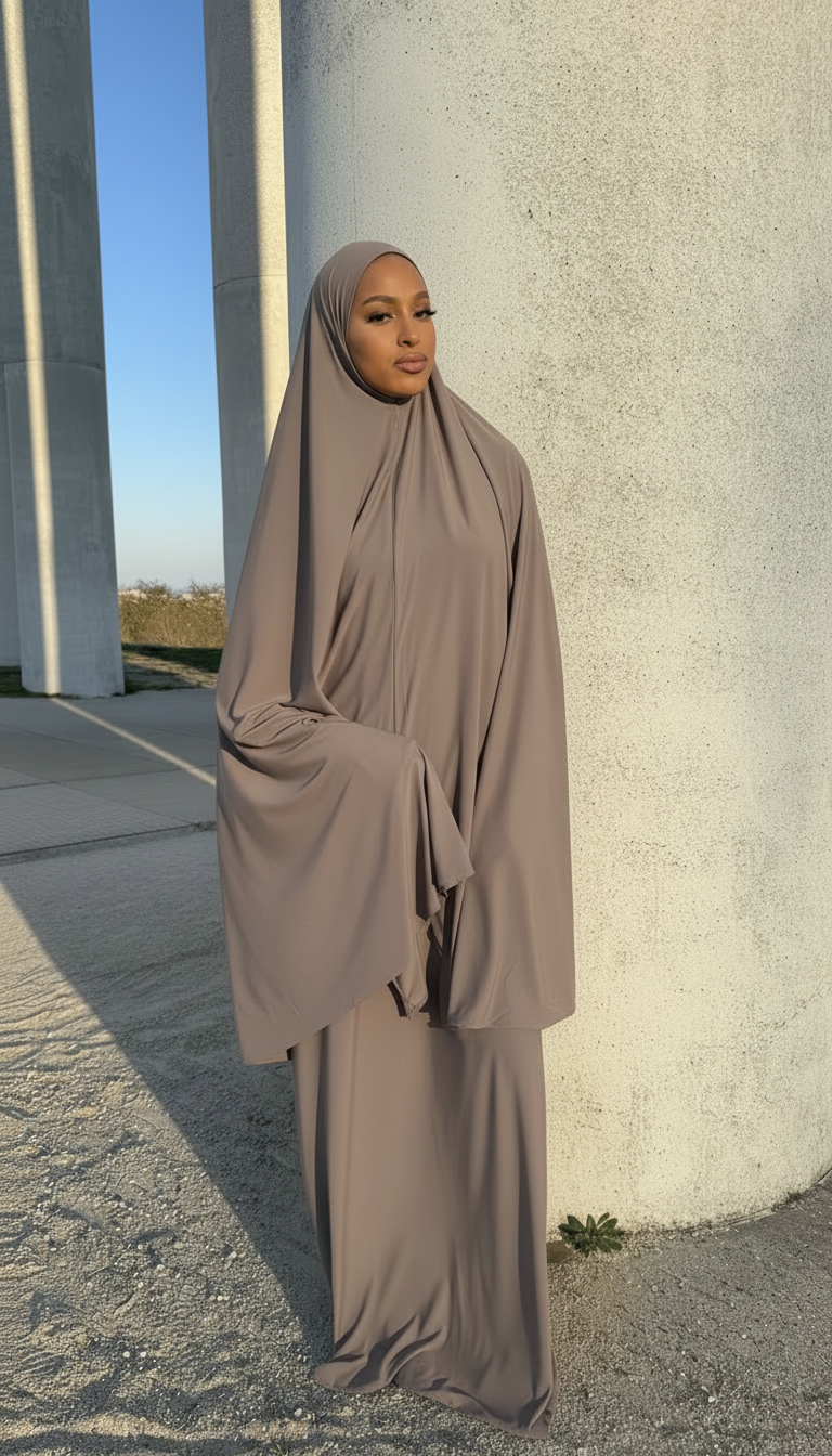 Set Khimar long et Abaya en Jersey Premium