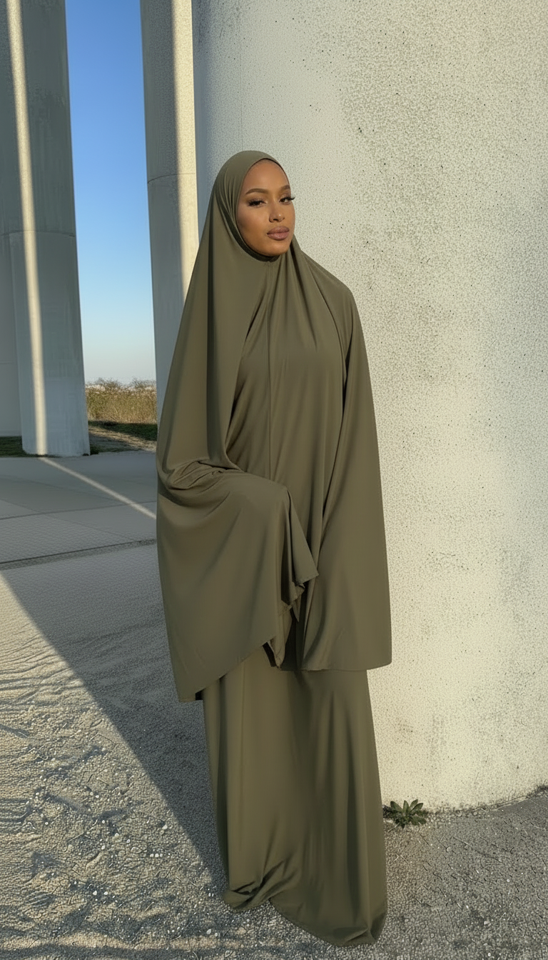 Set Khimar long et Abaya en Jersey Premium