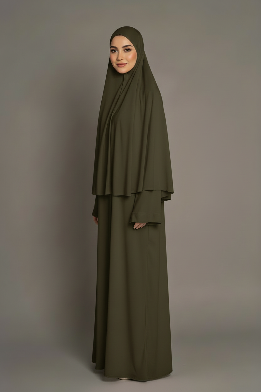 Set Khimar Mi-Long et Robe en Jersey Premium