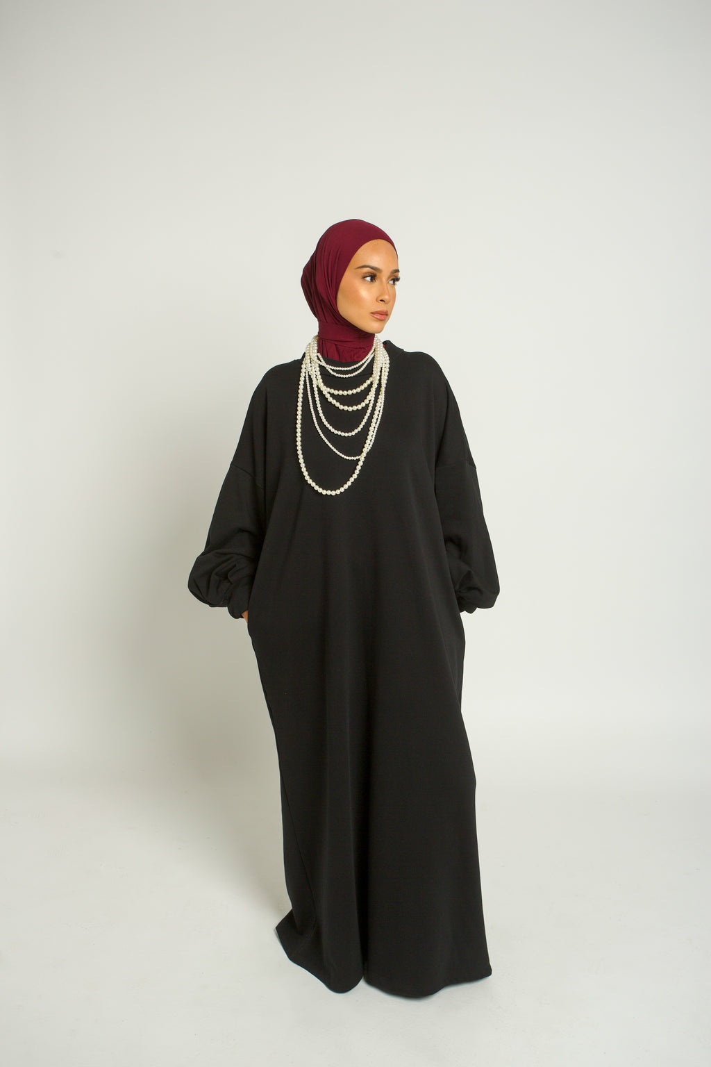 Robe sweat manches bouffantes avec poches